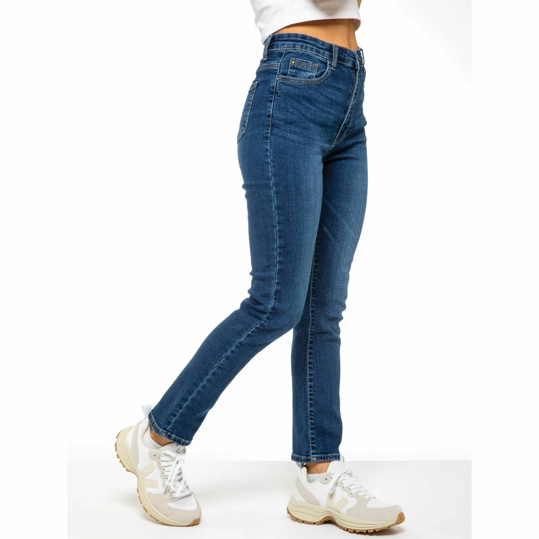 Enzo Womens Straight Denim Jeans - Blue 7 Enzo Womens Straight Denim Jeans - Blue - Image 5