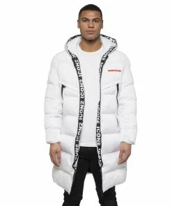 Enzo Icon 2 | Mens Long Puffer Jacket - White
