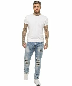 Enzo Mens Skinny Stretch Denim Jeans - Grey -Cheap Enzo Sales Shop 05 1