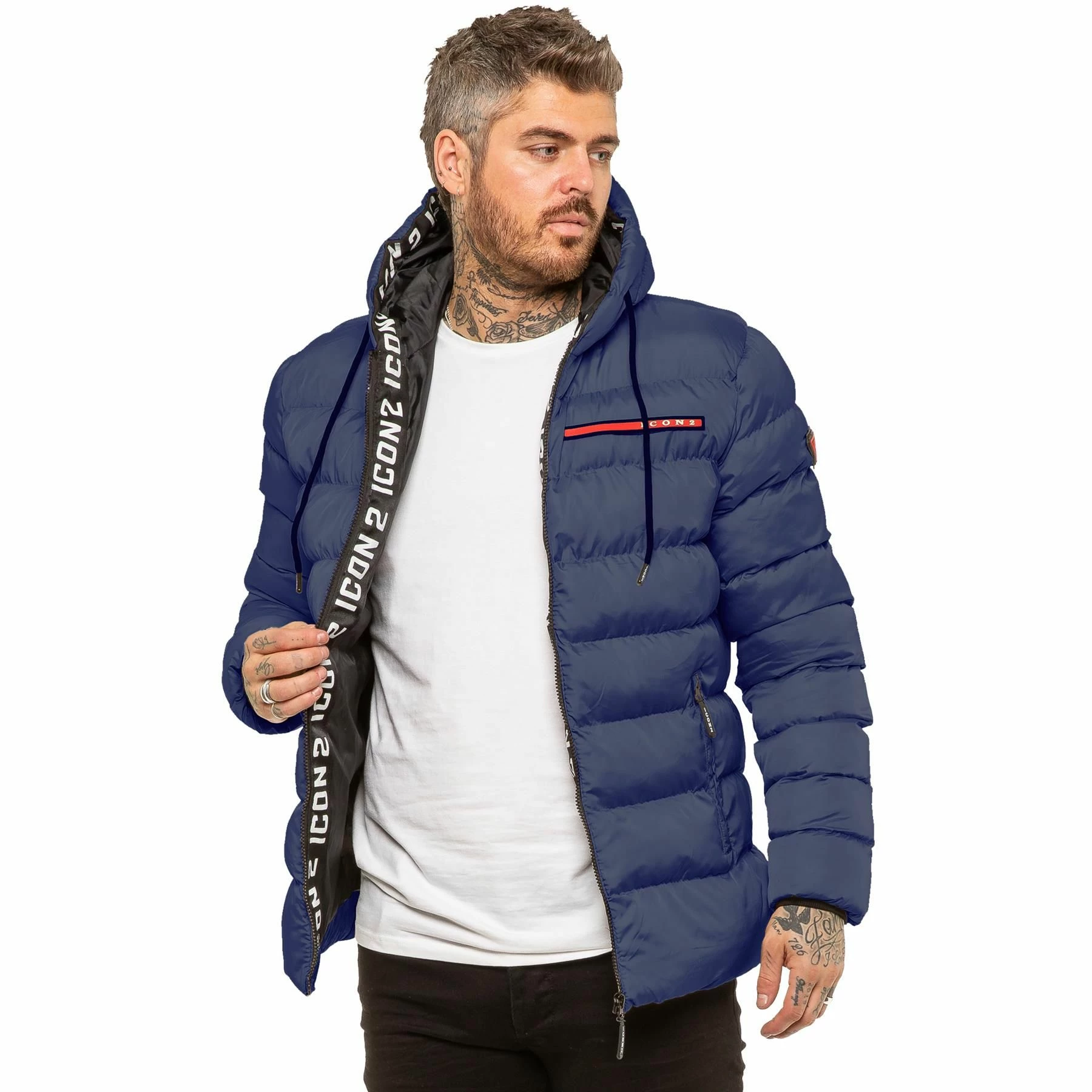 ICON 2 By Enzo Mens Puffer Jacket - Navy 4 ICON 2 By Enzo Mens Puffer Jacket - Navy - Image 2