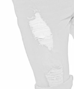 Enzo Mens Ripped Skinny Shorts - White -Cheap Enzo Sales Shop 0c2da2698d034707992b99246cd00582