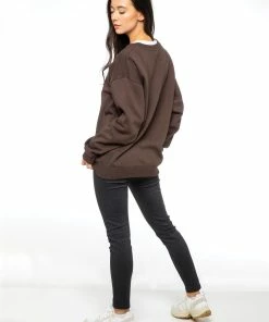 Enzo Ladies Embriodered Oversized Sweatshirt - Brown -Cheap Enzo Sales Shop 0d971816b18a43ae9fc0658ef6f62bae