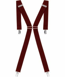 Enzo Men's Elasticated Braces - Burgundy