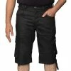 Enzo Mens Cargo Combat Denim Shorts - Black