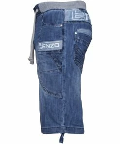 Mens Elasticated Denim Shorts| Enzo Designer Menswear - Blue -Cheap Enzo Sales Shop 1473524195644ecf96f21ea51478db65
