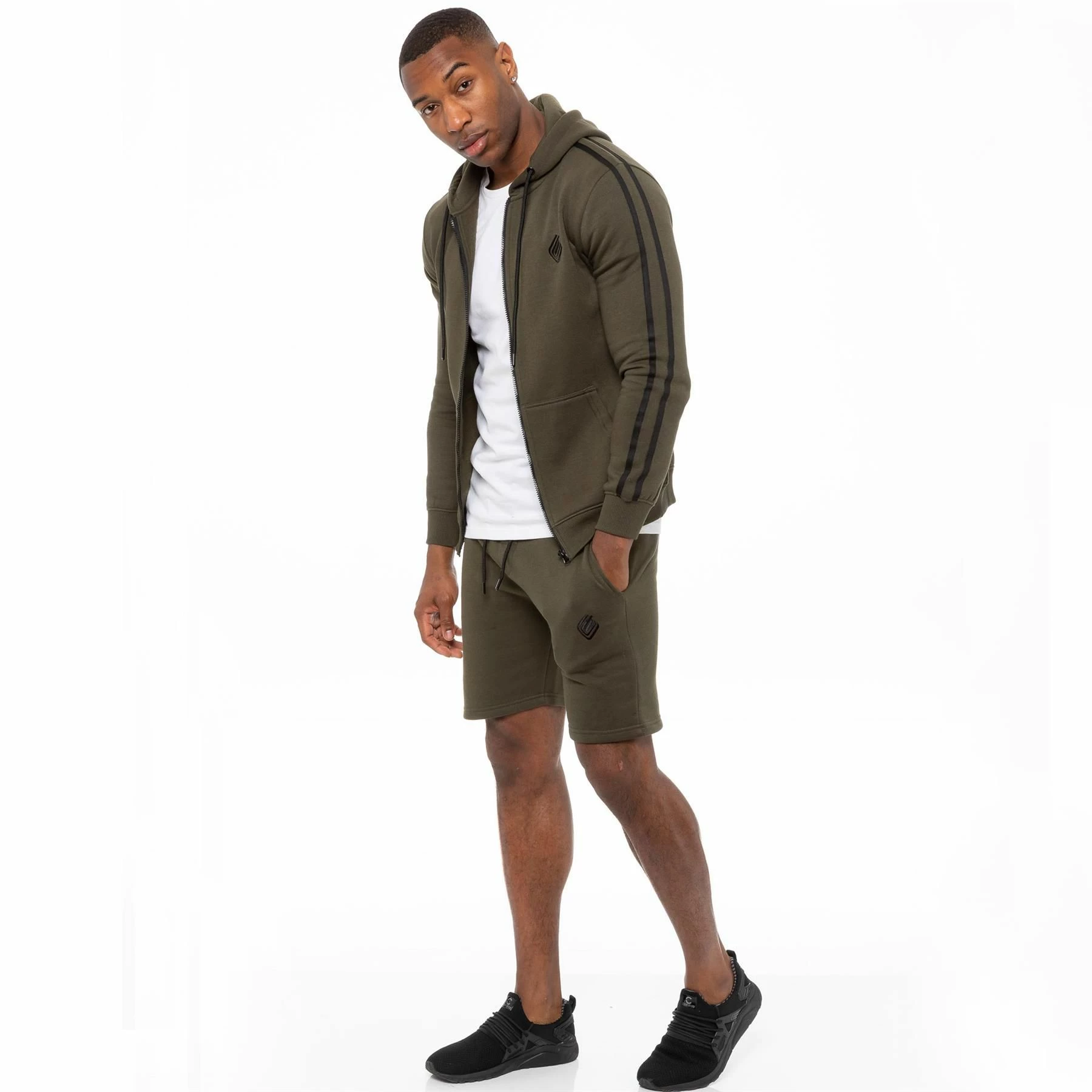Enzo Mens Fleece Gym Shorts - Khaki 7 Enzo Mens Fleece Gym Shorts - Khaki - Image 5