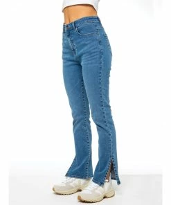 Enzo Womens Straight Slit Jeans - Blue -Cheap Enzo Sales Shop 25b220d5acfa4bdaaf682914961905db
