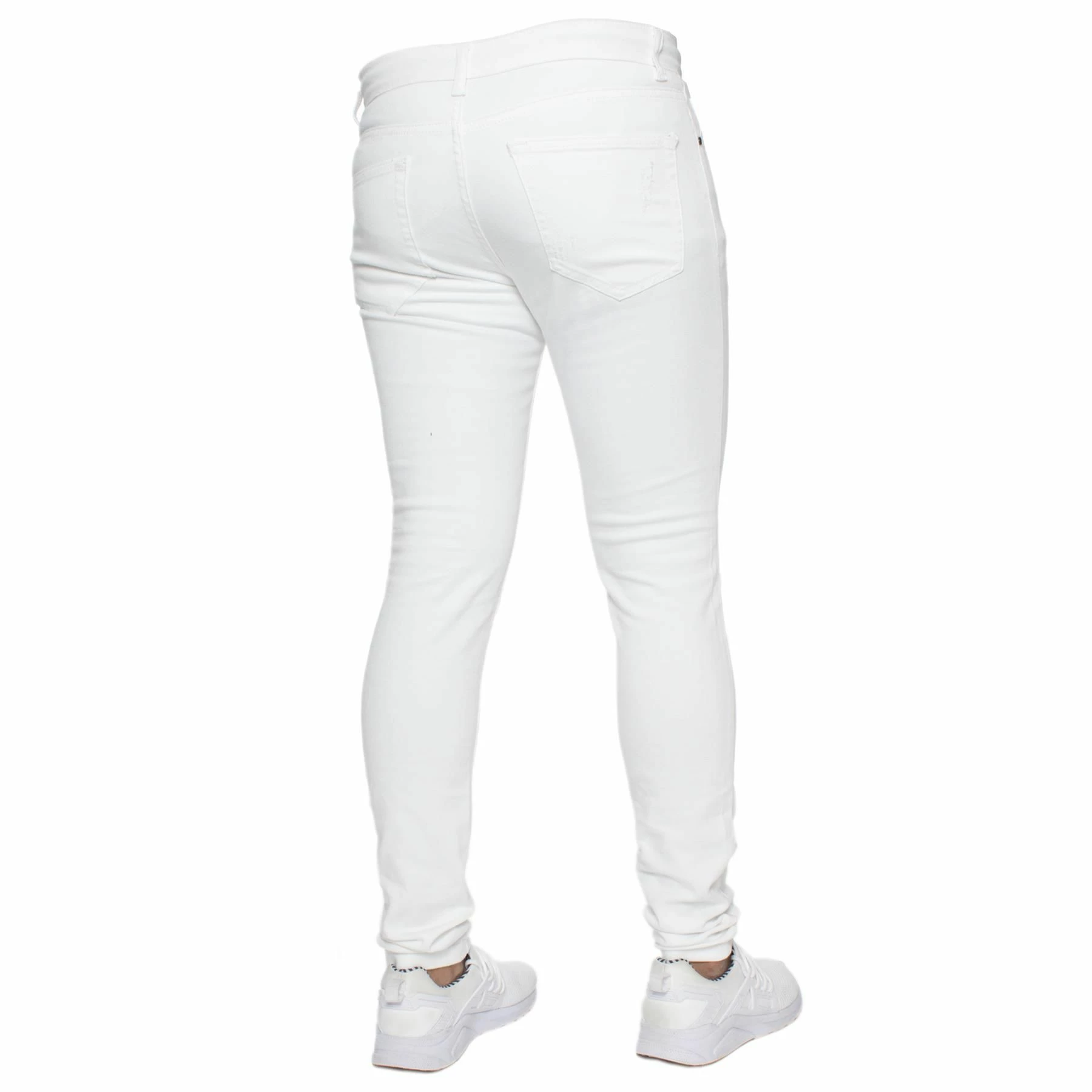 Enzo Mens Skinny Ripped Jeans - White 4 Enzo Mens Skinny Ripped Jeans - White - Image 2