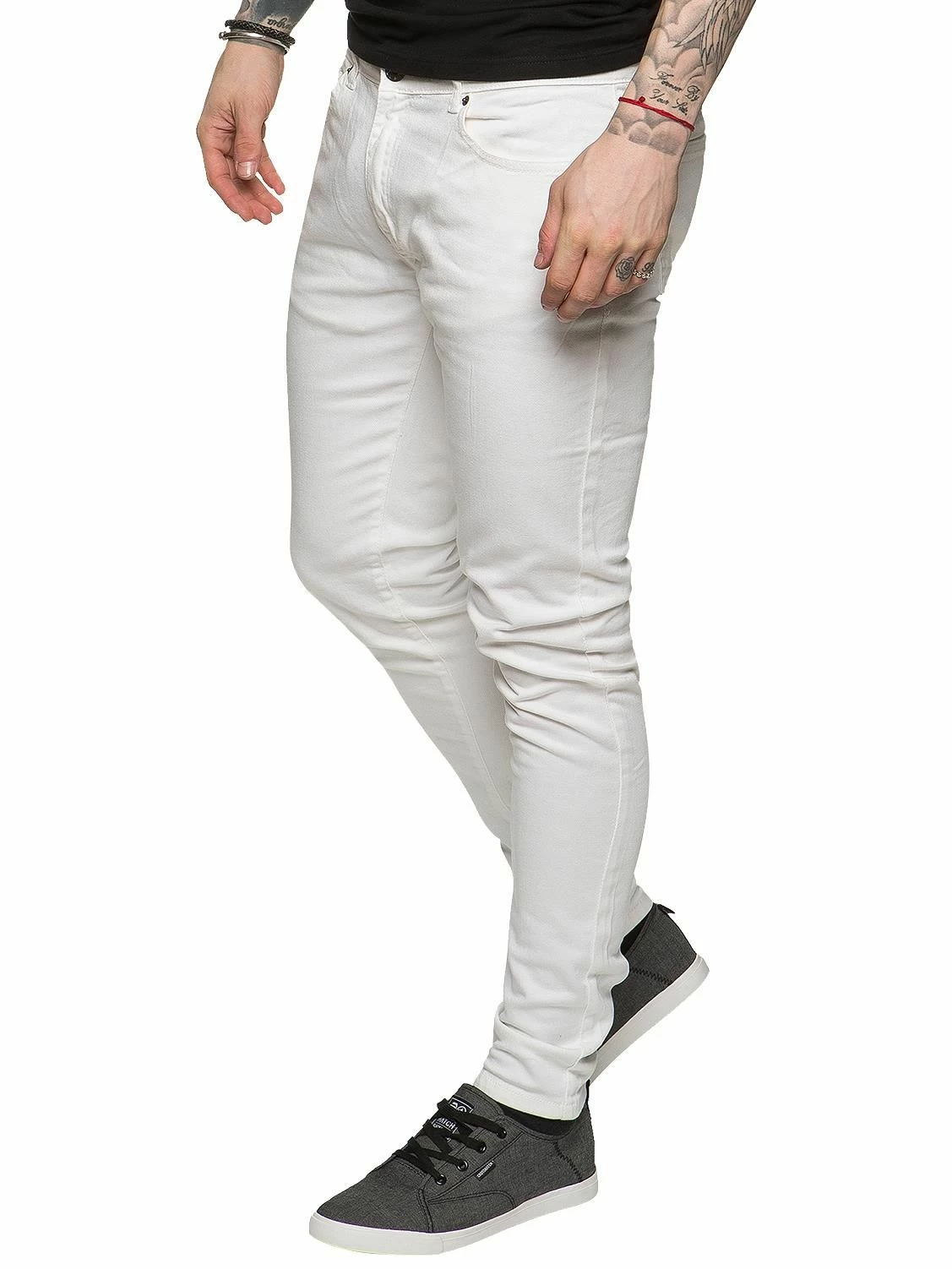 Enzo Mens Skinny Super Stretch Denim Jeans - White 3 Enzo Mens Skinny Super Stretch Denim Jeans - White
