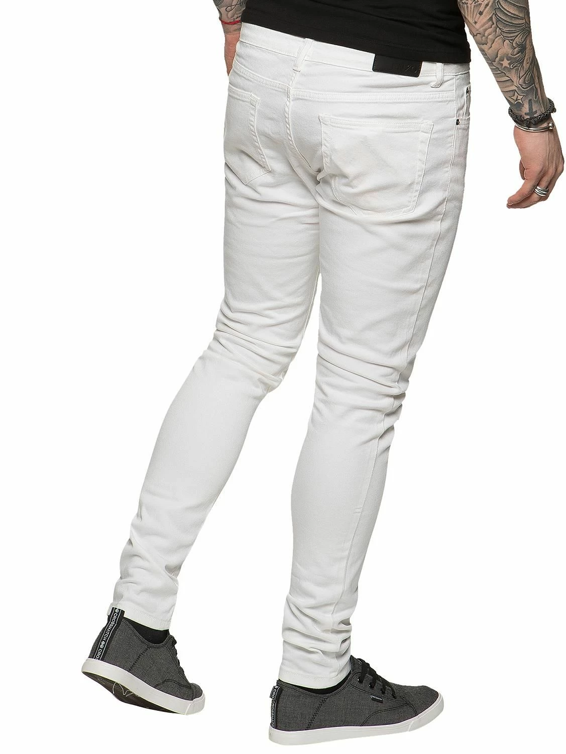 Enzo Mens Skinny Super Stretch Denim Jeans - White 5 Enzo Mens Skinny Super Stretch Denim Jeans - White - Image 3