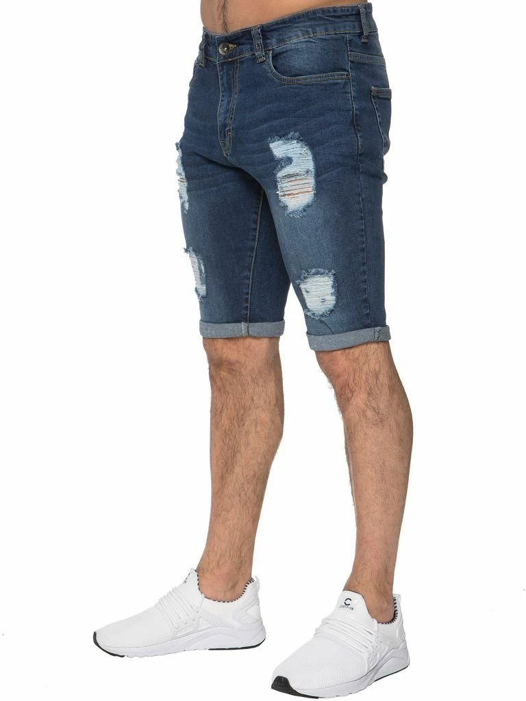 Enzo Mens Ripped Skinny Shorts - Blue 4 Enzo Mens Ripped Skinny Shorts - Blue - Image 2