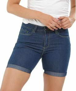 Enzo Womens Skinny Stretch Shorts - Blue -Cheap Enzo Sales Shop 42b3e14027b4499cba5dff5a96bad347