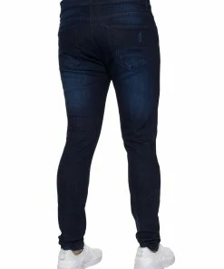 Enzo Mens Skinny Ripped Jeans - Indigo Blue -Cheap Enzo Sales Shop 433bd9c1fb99459aaaa18c76fdb616ef