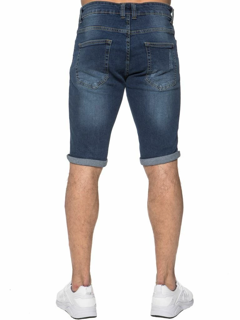 Enzo Mens Ripped Skinny Shorts - Blue 5 Enzo Mens Ripped Skinny Shorts - Blue - Image 3