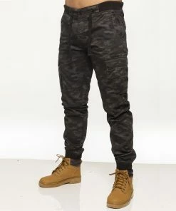 Mens Military Combat Jogger Trousers| Enzo Designer Menswear - Dark Grey