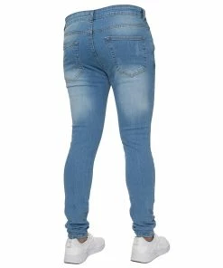 Enzo Mens Skinny Ripped Jeans - Sky Blue -Cheap Enzo Sales Shop 4968940bc4d544c0bc25ffd7355da3b2