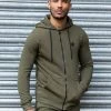 Mens Zip up Hoodie | Enzo Designer Menswear - Khaki