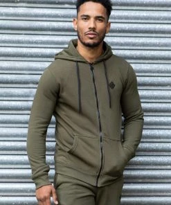 Mens Zip up Hoodie | Enzo Designer Menswear - Khaki
