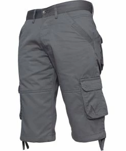 Mens Cargo Combat Shorts| Enzo Designer Menswear - Grey