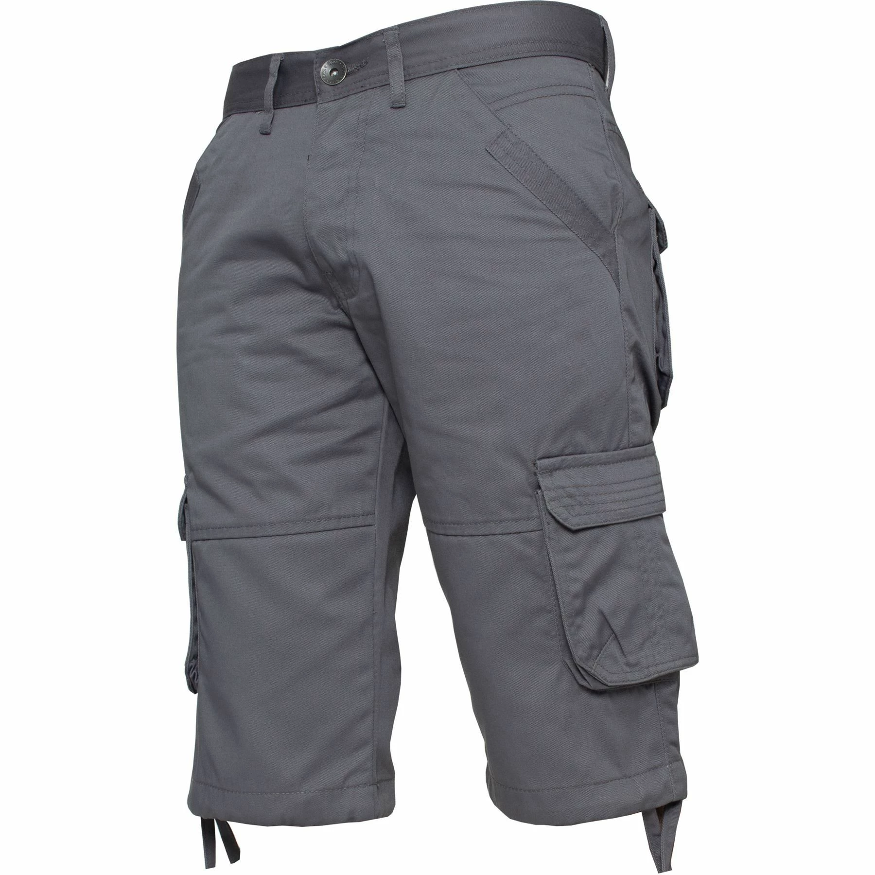 Mens Cargo Combat Shorts| Enzo Designer Menswear - Grey 3 Mens Cargo Combat Shorts| Enzo Designer Menswear - Grey
