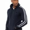 Enzo Men's Zip Up Hoodie With Tape - Navy -Cheap Enzo Sales Shop 52e7322d64db4fd7b9c5e84472820f8e