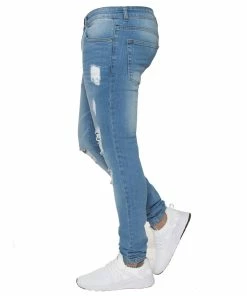 Enzo Mens Skinny Ripped Jeans - Sky Blue -Cheap Enzo Sales Shop 55c5ee238adf4a4f94856e505a74573b