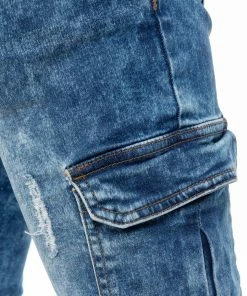 Enzo Mens Skinny Ripped Jeans - Blue -Cheap Enzo Sales Shop 5ded296838874958a8d6682e066d5432