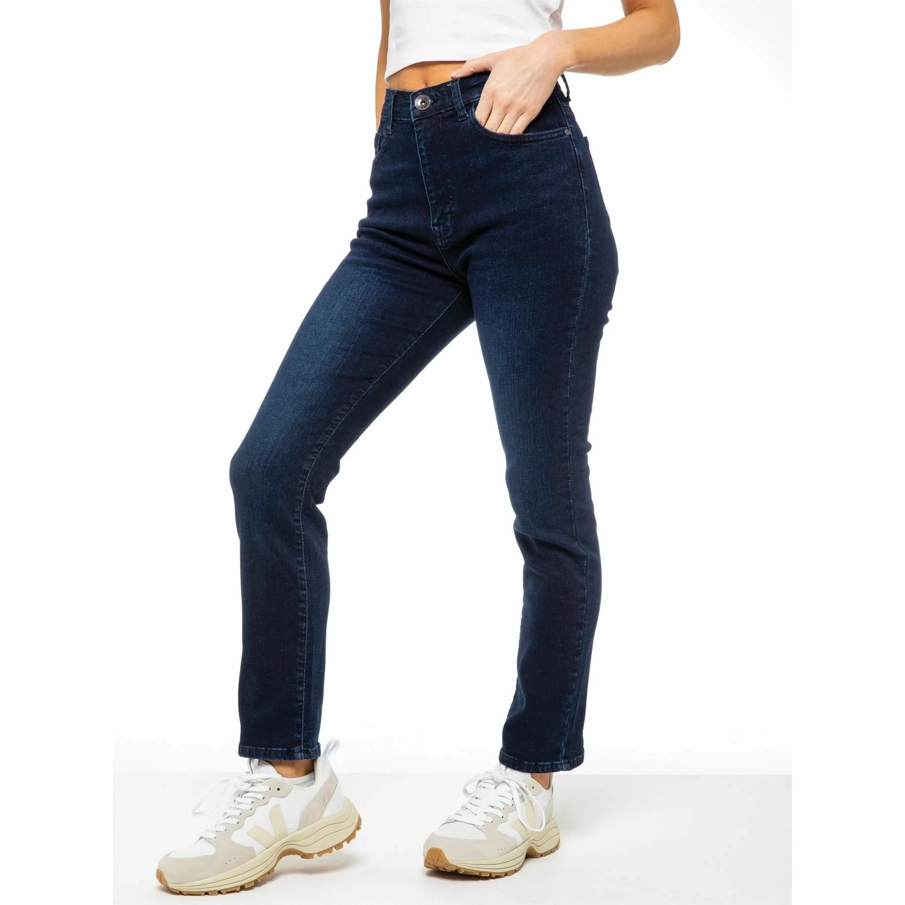 Enzo Womens Straight Denim Jeans - Indigo Blue 6 Enzo Womens Straight Denim Jeans - Indigo Blue - Image 4