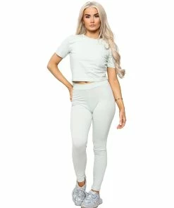 Enzo | Womens Crop Top Tracksuit - Green