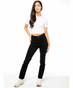 Enzo Womens Straight Denim Jeans - Black