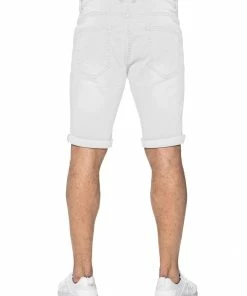 Enzo Mens Ripped Skinny Shorts - White -Cheap Enzo Sales Shop 60415cebe27a47d698286e6b5eadc206