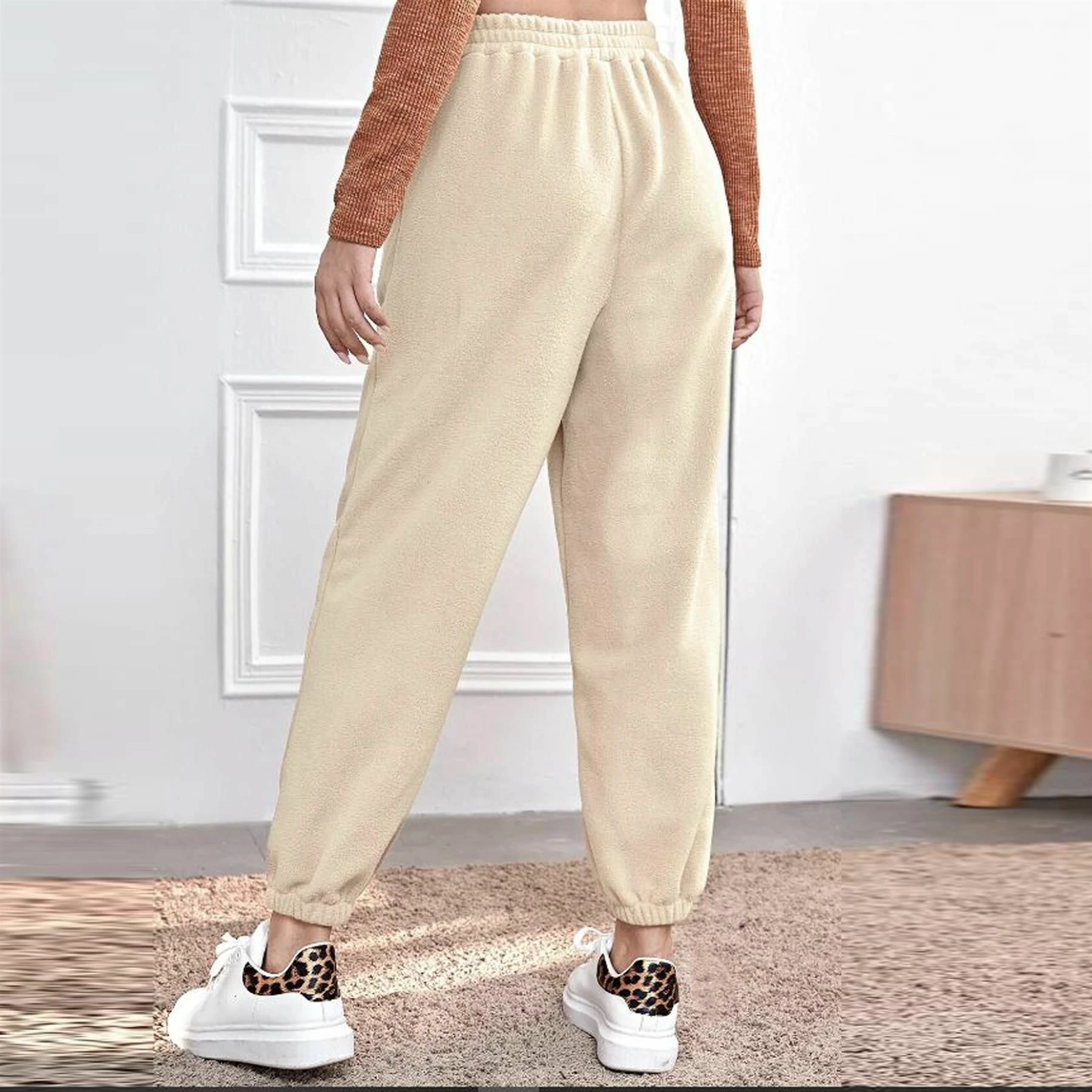 Ladies Oversized Joggers| Enzo Designer Womenswear - Beige 5 Ladies Oversized Joggers| Enzo Designer Womenswear - Beige - Image 3