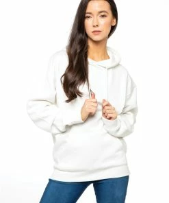 Enzo Ladies Oversized Essential Hoodie - Off-White