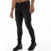Enzo Mens Skinny Ripped Jeans - Black