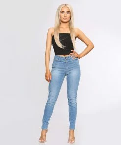 Ladies Skinny Slim Fit Denim Jeans| Enzo Designer Womenswear - Blue