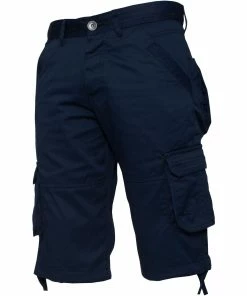 Mens Cargo Combat Shorts| Enzo Designer Menswear - Navy