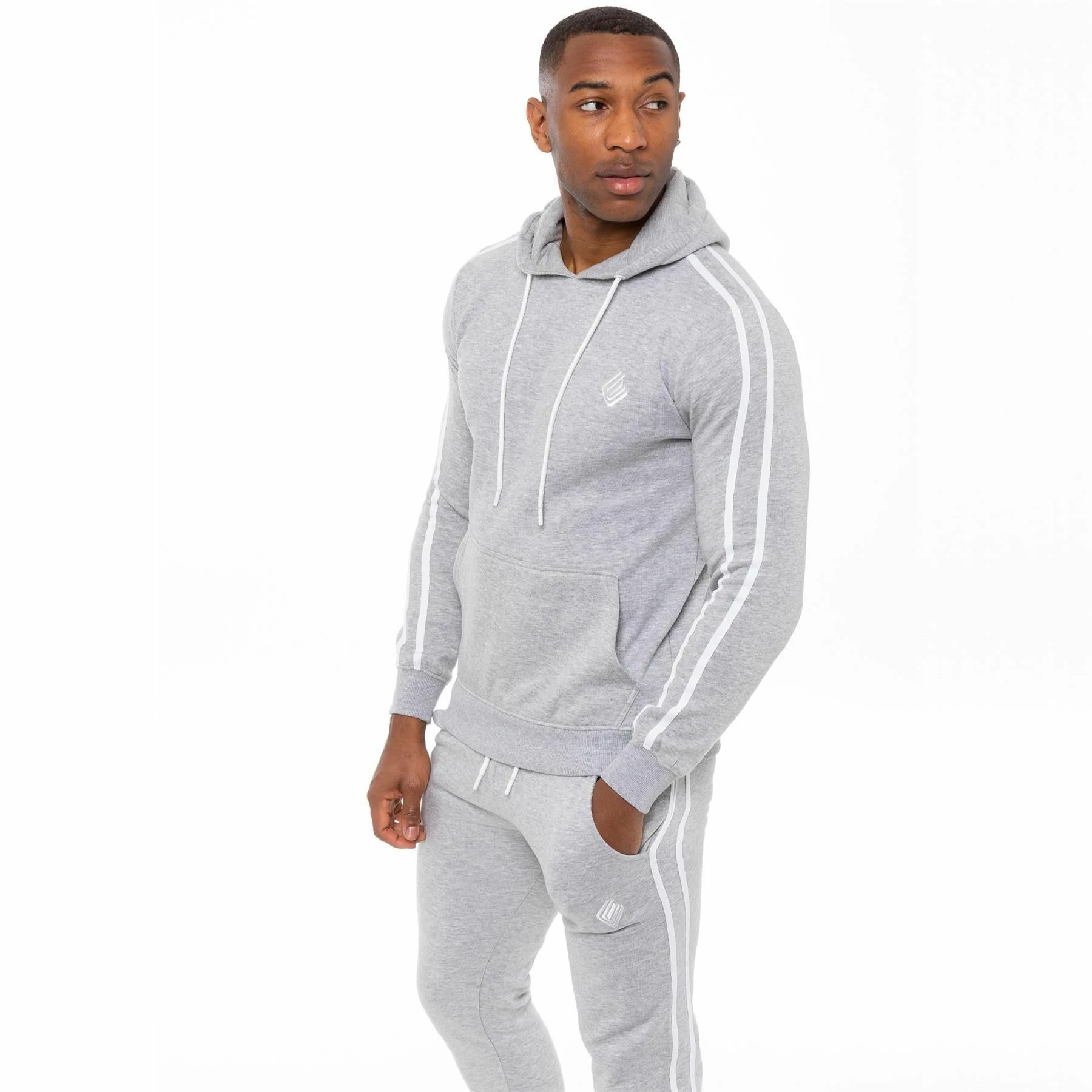 Enzo Mens Pullover Striped Hoodie - Grey 3 Enzo Mens Pullover Striped Hoodie - Grey