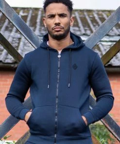 Mens Zip up Hoodie | Enzo Designer Menswear - Navy