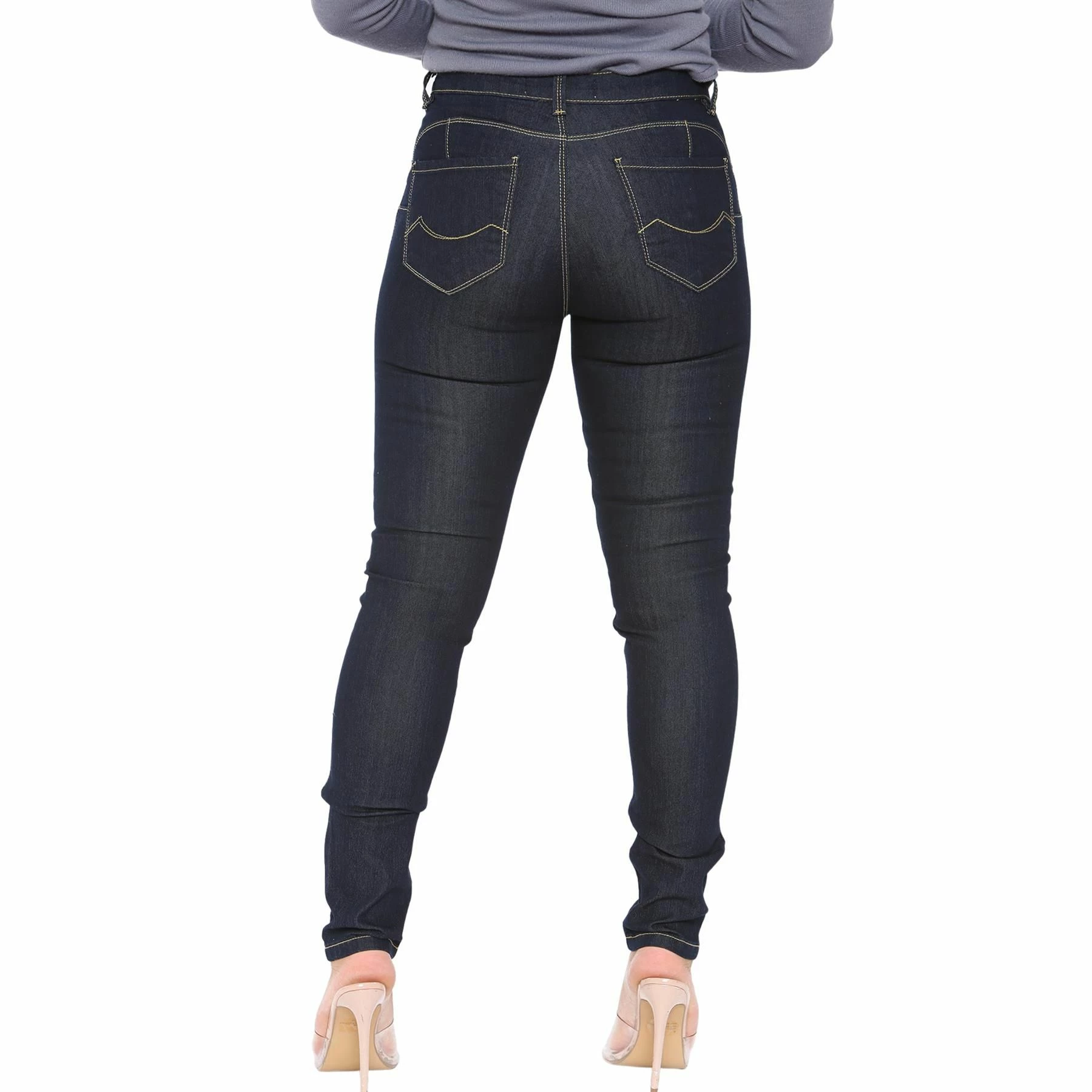 Enzo Womens Skinny Stretched Jeans - Indigo Blue 4 Enzo Womens Skinny Stretched Jeans - Indigo Blue - Image 2