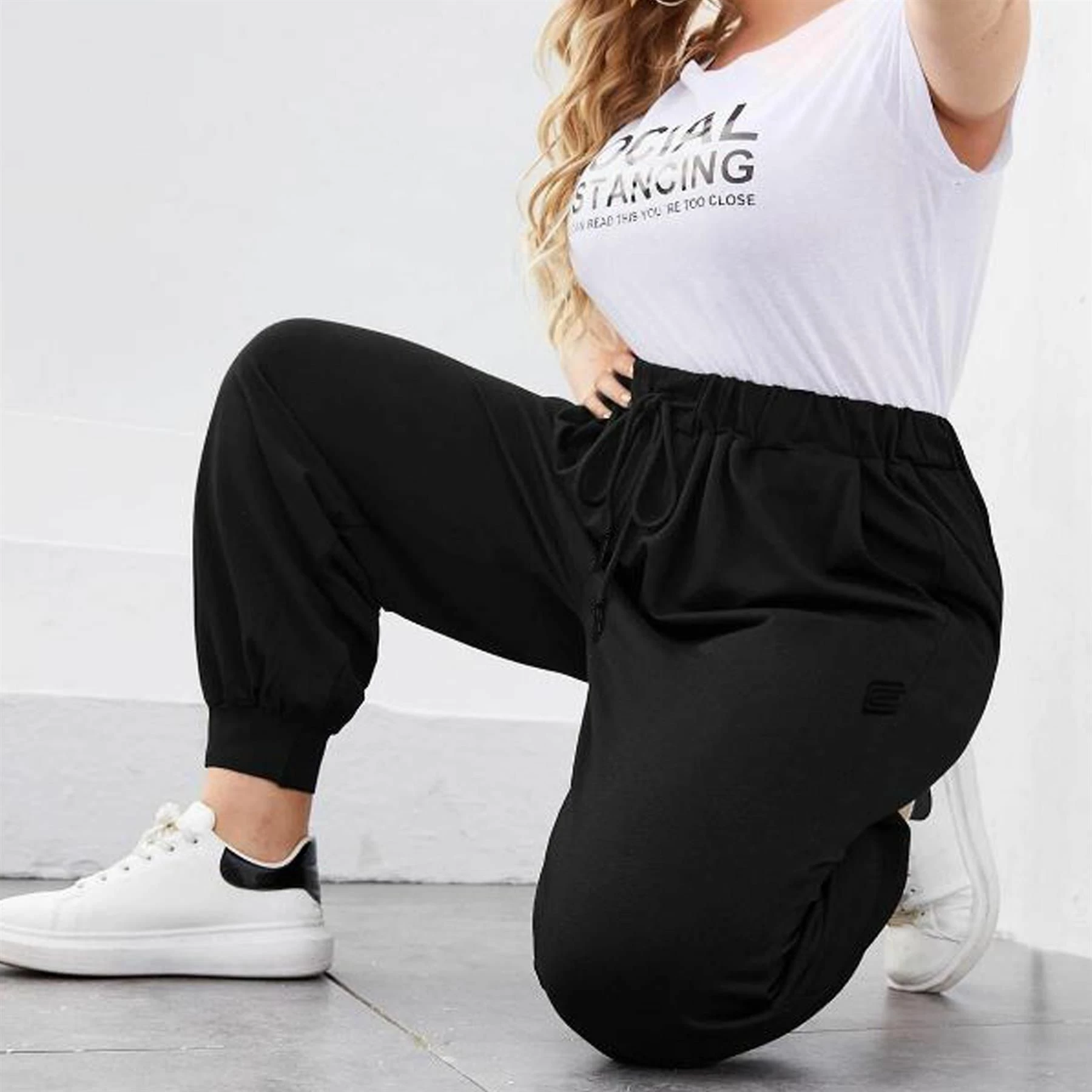 Ladies Oversized Joggers| Enzo Designer Womenswear - Black 5 Ladies Oversized Joggers| Enzo Designer Womenswear - Black - Image 3