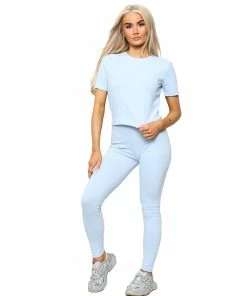 Enzo | Womens Crop Top Tracksuit - Sky Blue -Cheap Enzo Sales Shop 7288ae49d72f4476a93c3945015649ae