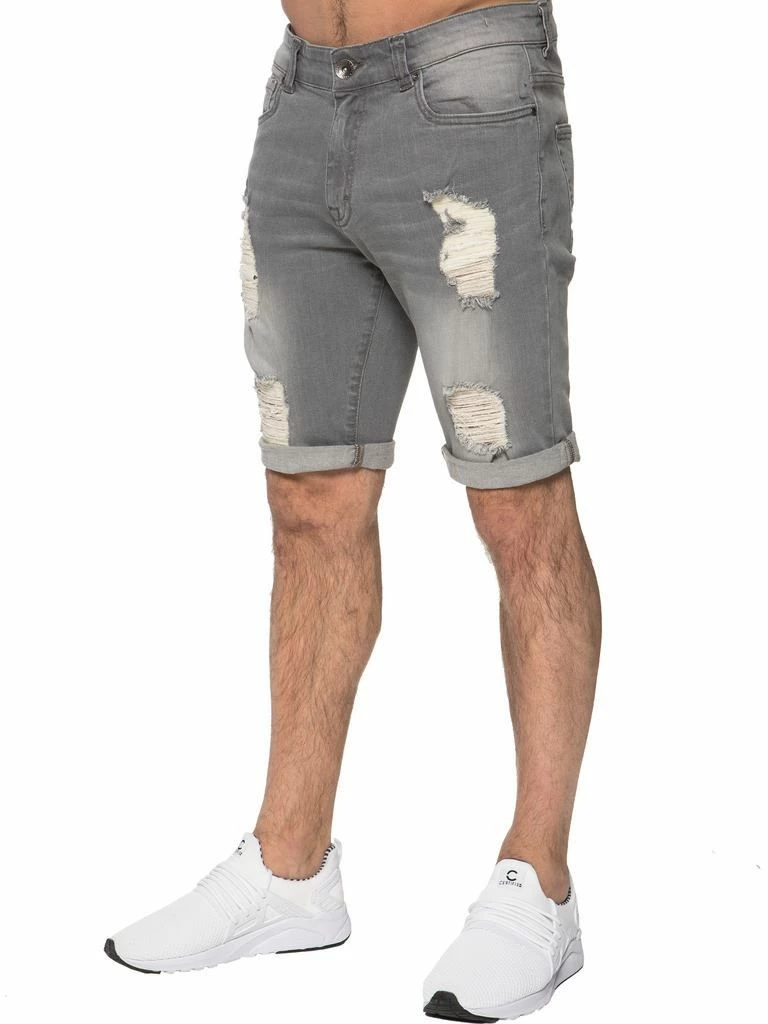 Enzo Mens Ripped Skinny Shorts - Grey 4 Enzo Mens Ripped Skinny Shorts - Grey - Image 2