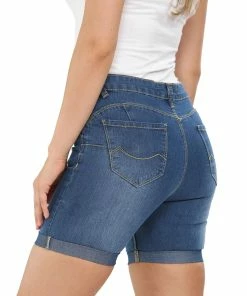 Enzo Womens Skinny Stretch Shorts - Indigo Blue -Cheap Enzo Sales Shop 7f858c431a274595810a897d847e26b6