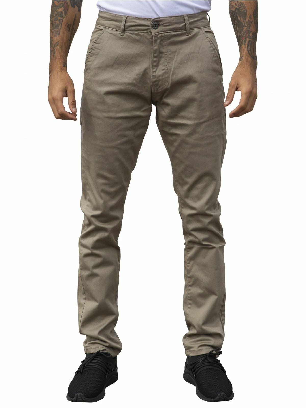 Enzo Men's Chinos Slim Fit Stretch Jeans - Beige 3 Enzo Men's Chinos Slim Fit Stretch Jeans - Beige