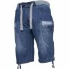 Mens Elasticated Denim Shorts| Enzo Designer Menswear - Blue
