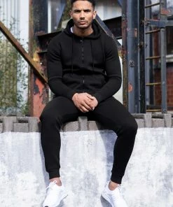 Mens Zip up Hoodie | Enzo Designer Menswear - Black -Cheap Enzo Sales Shop 88f74e9977434bb187796809dec6991e