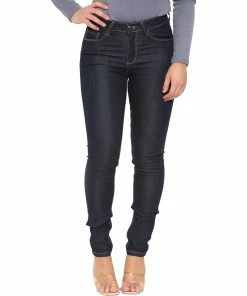 Enzo Womens Skinny Stretched Jeans - Indigo Blue