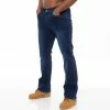 Enzo Mens Bootcut Stretch Denim Jeans - Blue