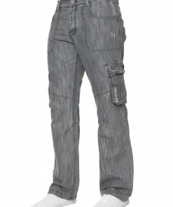 Enzo Men's Combat Denim Jeans - Grey