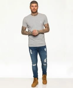 Mens T-Shirt | Enzo Designer Menswear - Grey -Cheap Enzo Sales Shop 8dc0b60f0b314ca6b794258c8d016bc2